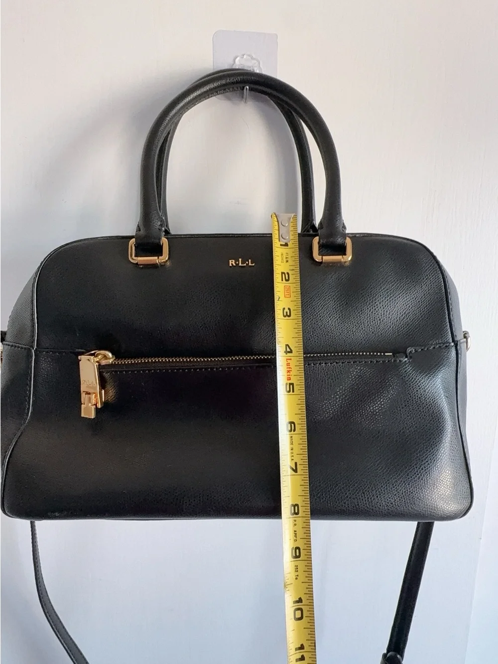 LRL Lauren Ralph Lauren Sabine Black Leather Satchel Purse